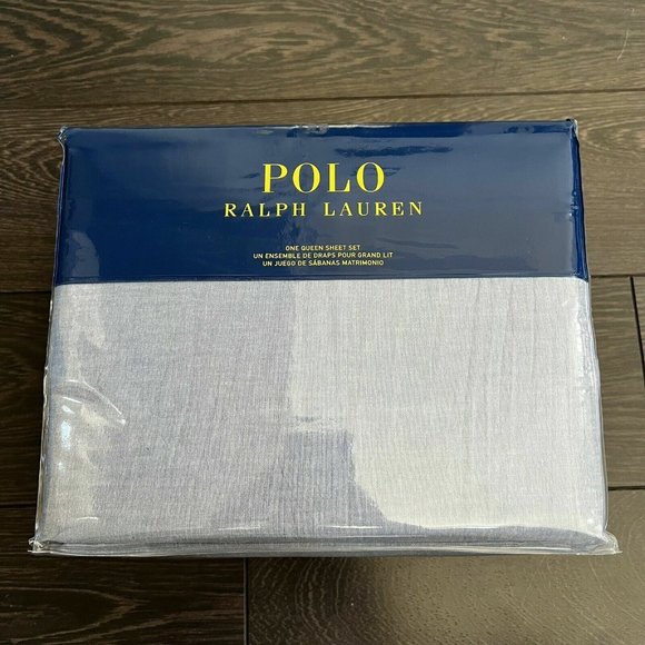 Polo Ralph Lauren FULL SIZE Sheet Set Chambray Light Blue Denim Color Bedding - Picture 5 of 11